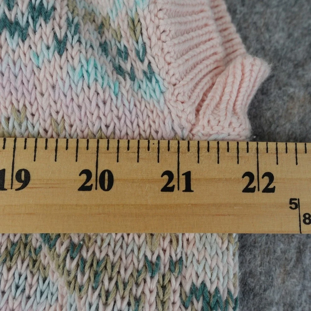 Vintage 90s Benetton Sweater Vest Womens L Pink Fair Isle Henley Knit Italy Prep